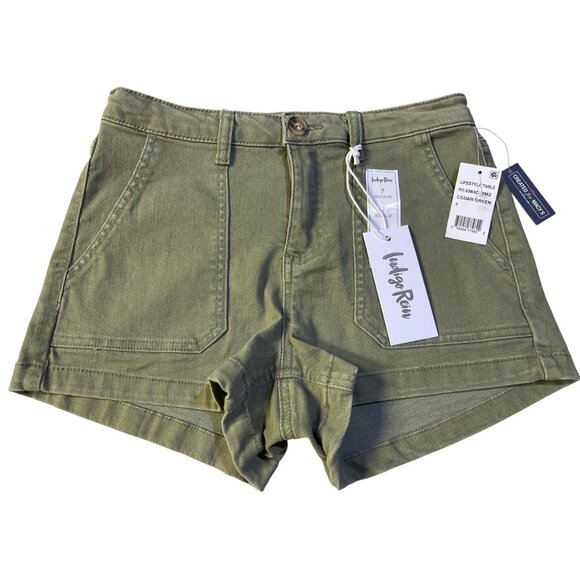Indigo Rein Pants - Indigo Rein Womens Size 7 High-Waist Denim Shorts Cedar Green